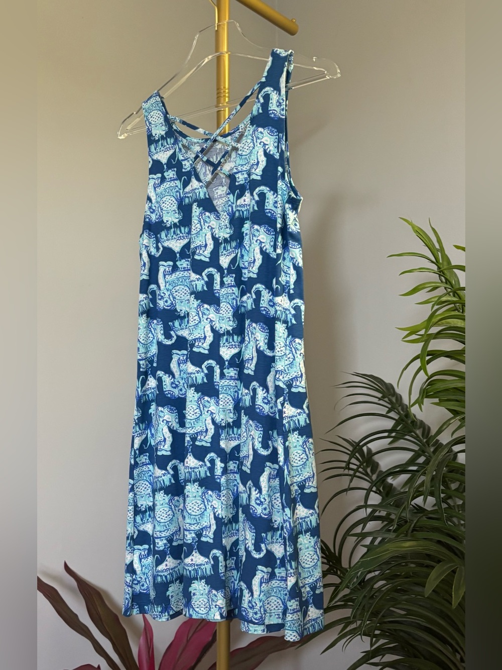 Lilly Pulitzer Blue and Light Blue Printed Elephant Cotton Dress 🐘❤️ - Picture 8 of 16
